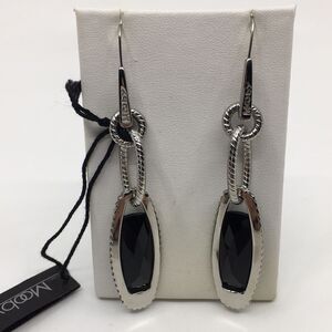 MOOBY silver tone and black drop earrings